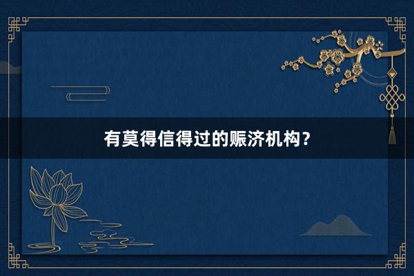 有莫得信得过的赈济机构?